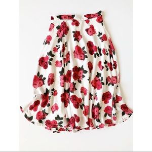 BB Dakota red and white floral midi skirt